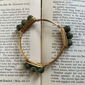Gold Wire Wrapped Natural Stone Stacking Bracelet